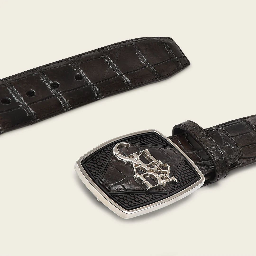 CV500AL - Cuadra chocolate casual fashion alligator leather belt for men