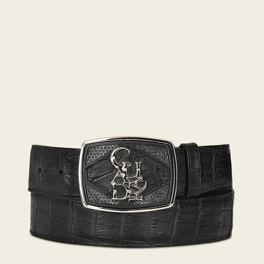 CV500AL - Cuadra black alligator leather belt for men