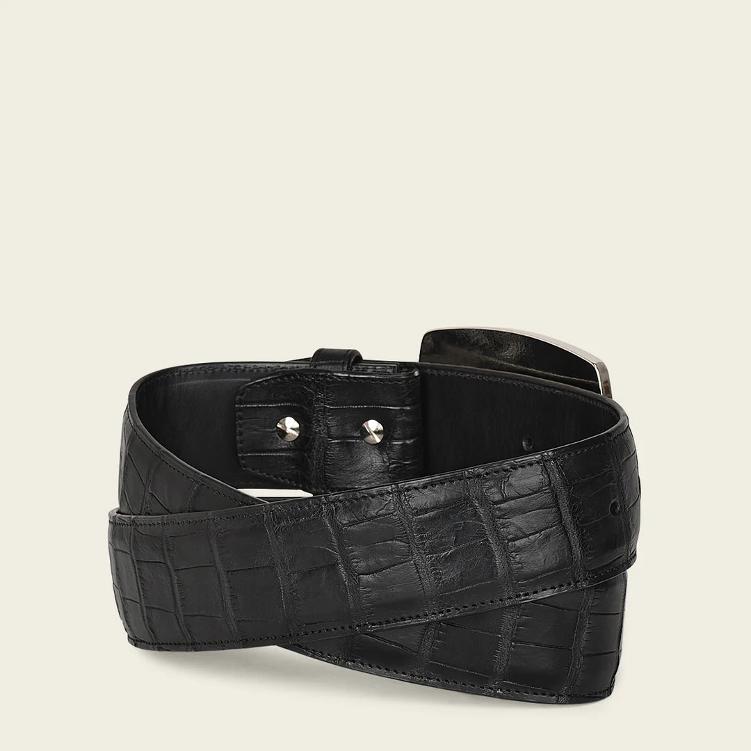 CV500AL - Cuadra black casual fashion alligator leather belt for men