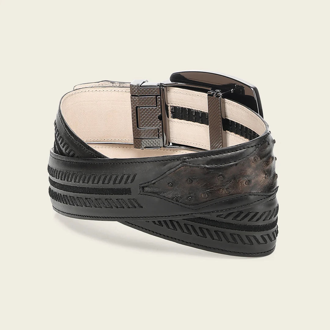 CV516A1 - Cuadra Black Western Fashion Ostrich Belt for Men