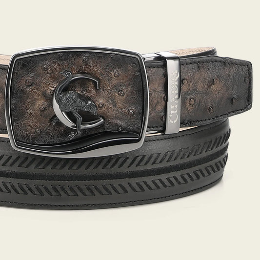 CV516A1 - Cuadra Black Western Fashion Ostrich Belt for Men