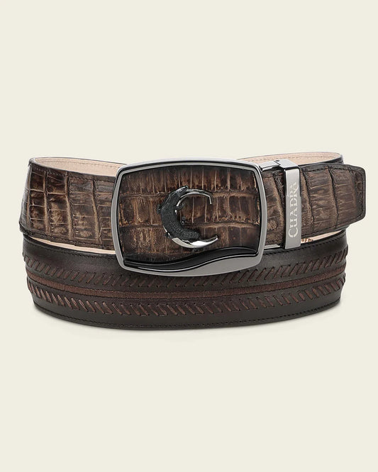 CV516FY - Cuadra Chocolate Western Fashion Caiman Belt for Men