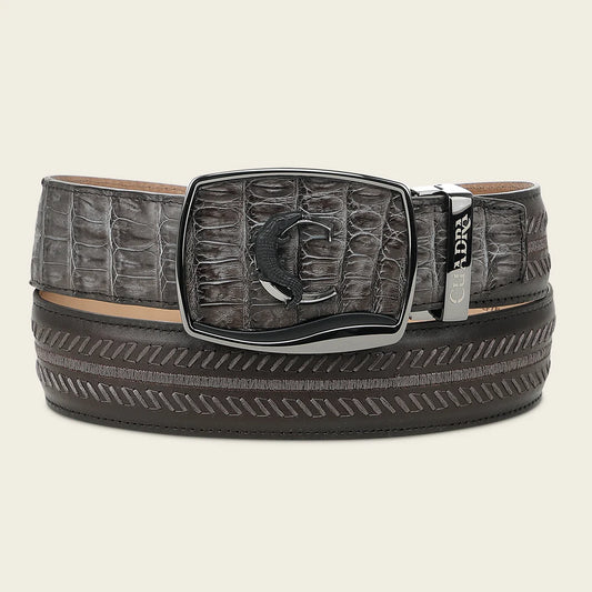 CV516FY - Cuadra Gray Western Fashion Caiman Belt for Men
