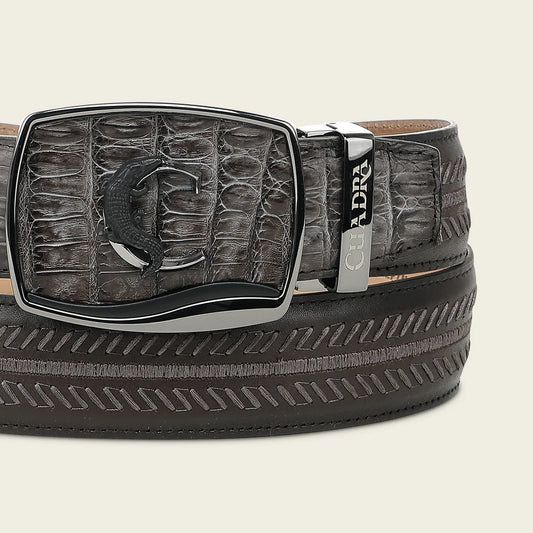 CV516FY - Cuadra Gray Western Fashion Caiman Belt for Men