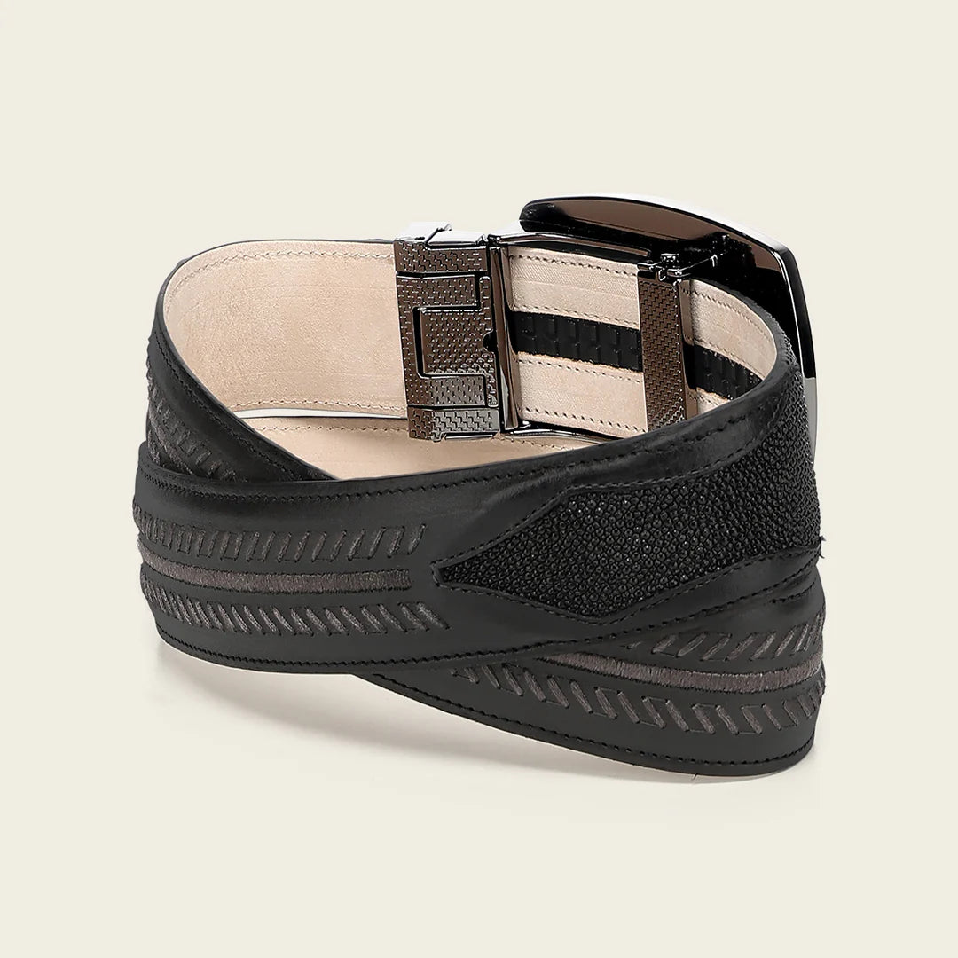 CV516MA - Cuadra black western fashion Stingray belt for men