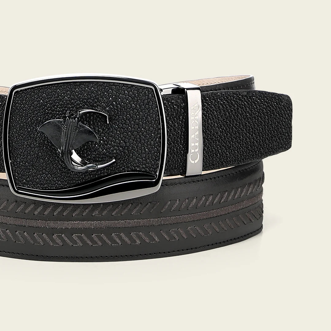 CV516MA - Cuadra black western fashion Stingray belt for men