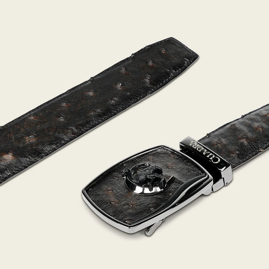 CV519A1 - Cuadra bronce ostrich leather belt for men