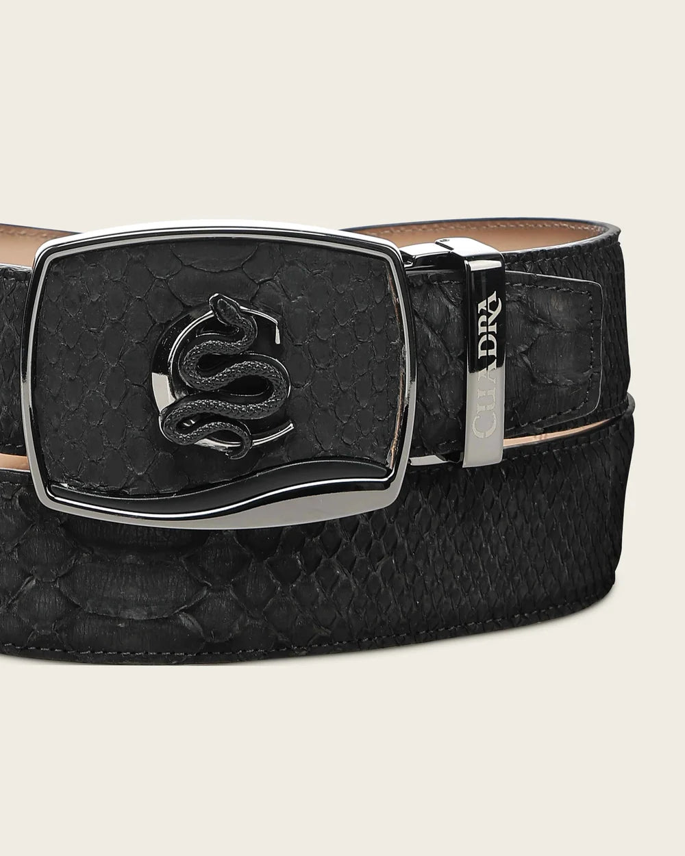CV519PH - Cuadra Black Casual Fashion Genuine Python Leather Belt for Men