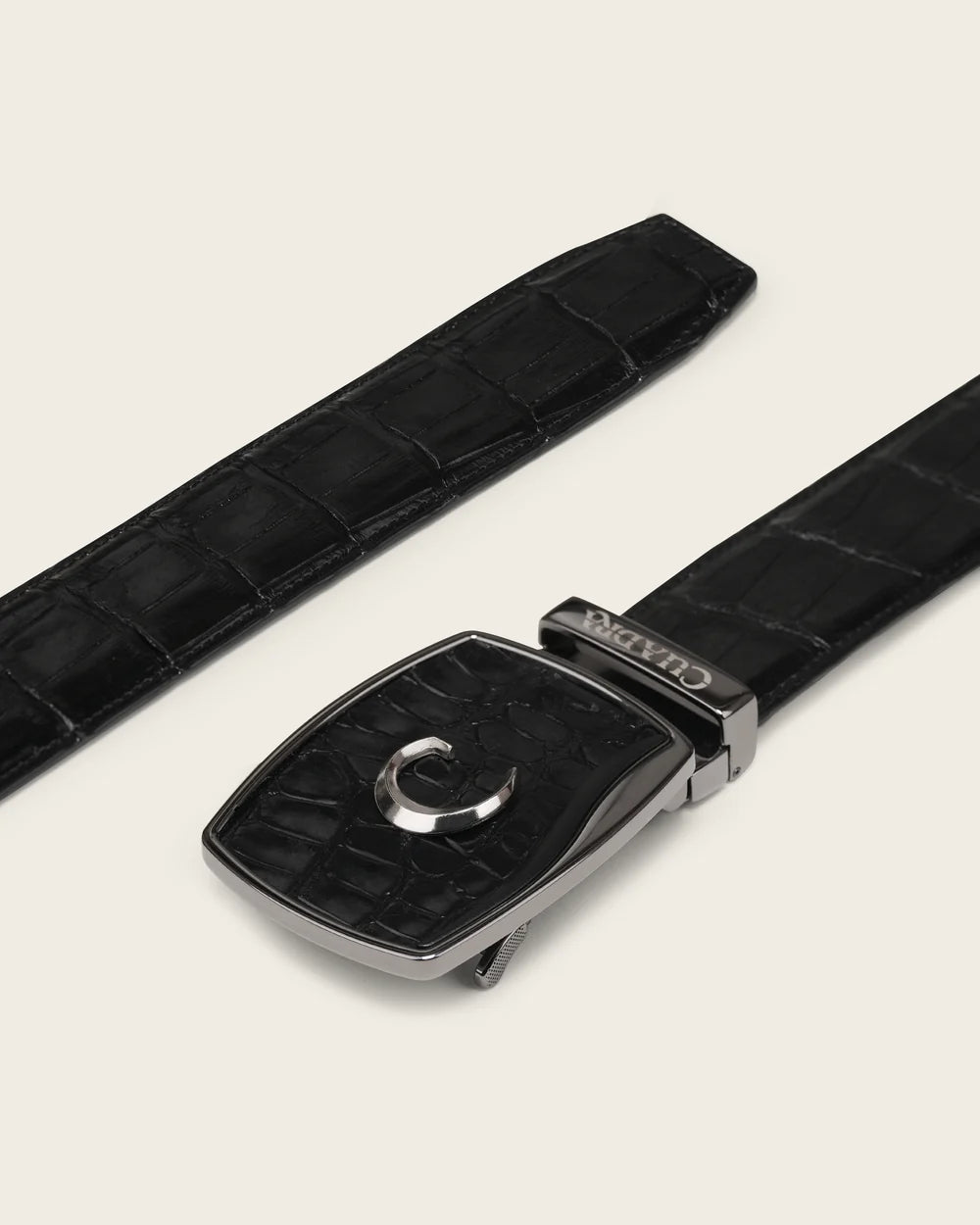 CV520AL - Cuadra black alligator leather belt for men