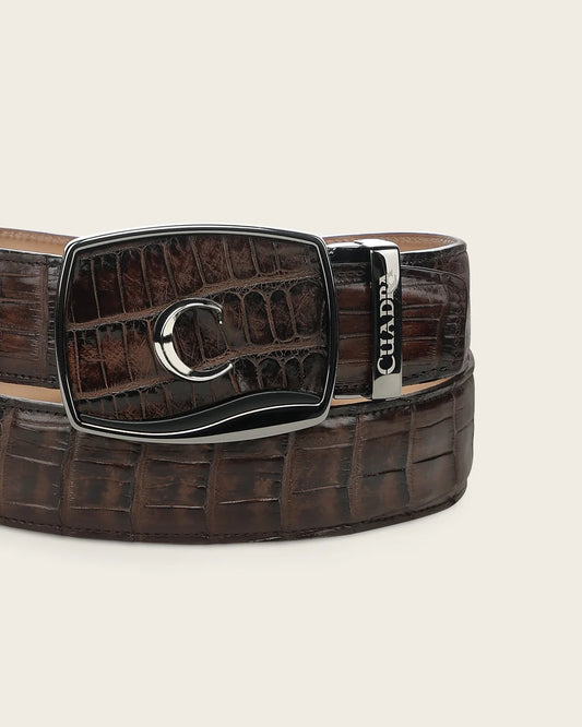 CV520AL - Cuadra chocolate alligator leather belt for men