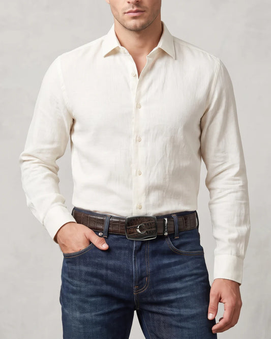 CV520AL - Cuadra chocolate alligator leather belt for men
