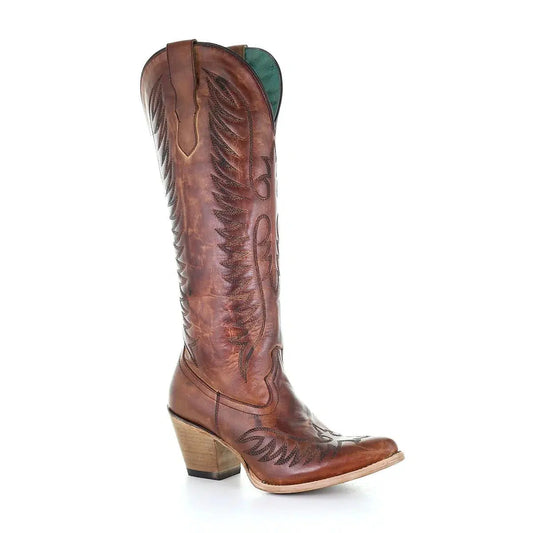 E1570 - M Corral brown western cowgirl leather long boots for women-Kuet.us