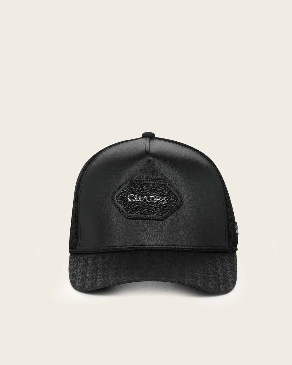 G0096MA - Cuadra black trucker cap with genuine stingray leather patch for men