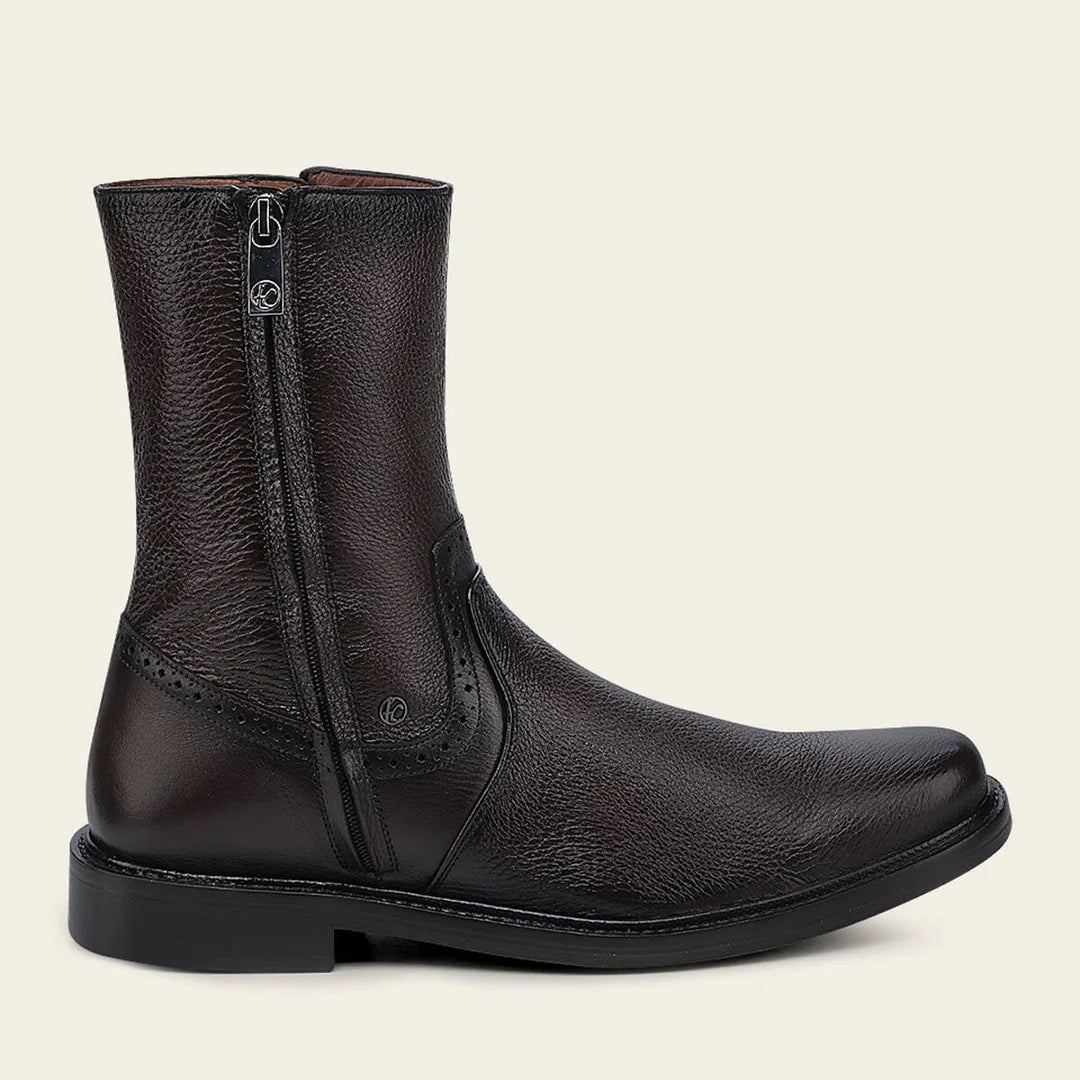 G03VNTS - Franco Cuadra chocolate casual leather zip ankle boots for men