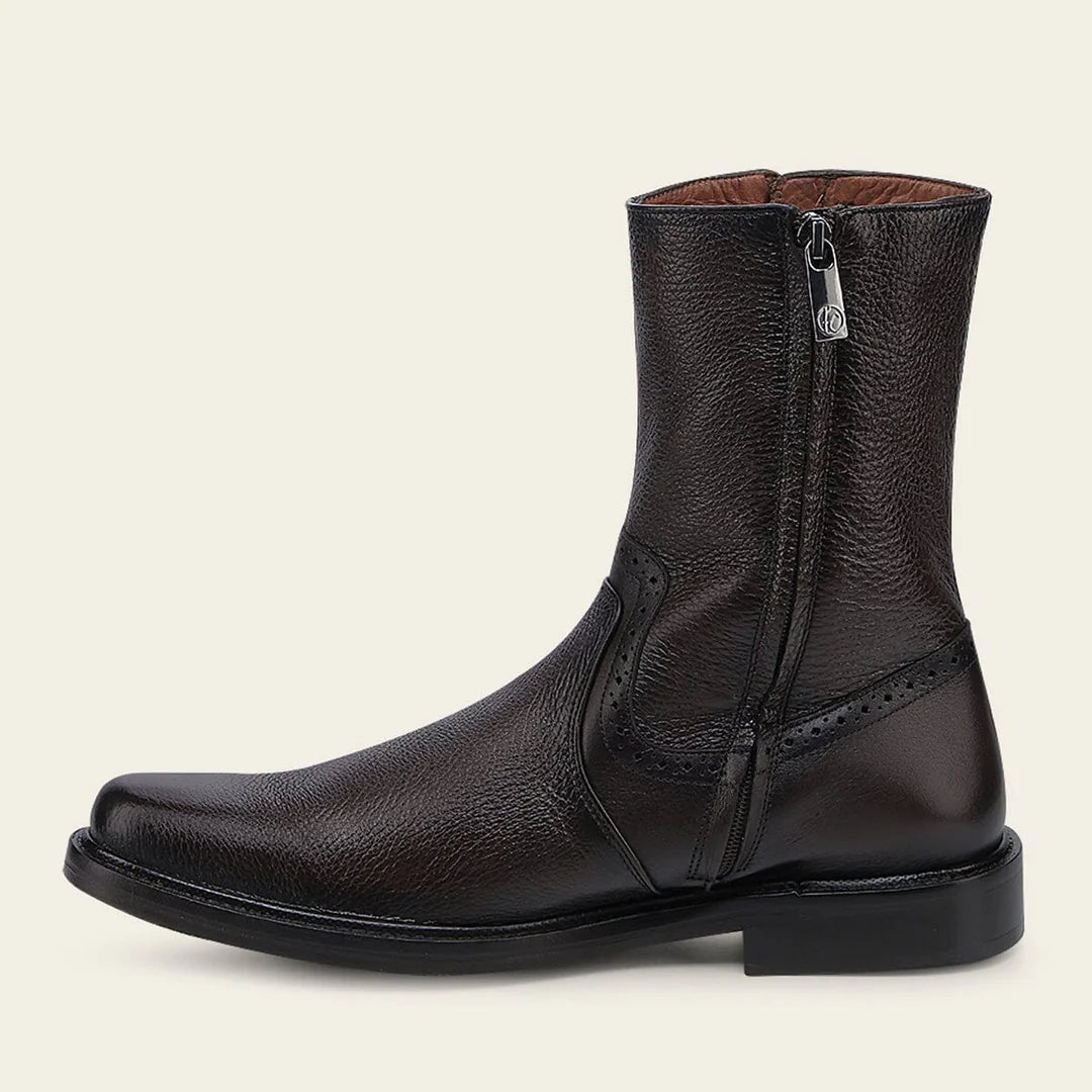 G03VNTS - Franco Cuadra chocolate casual leather zip ankle boots for men