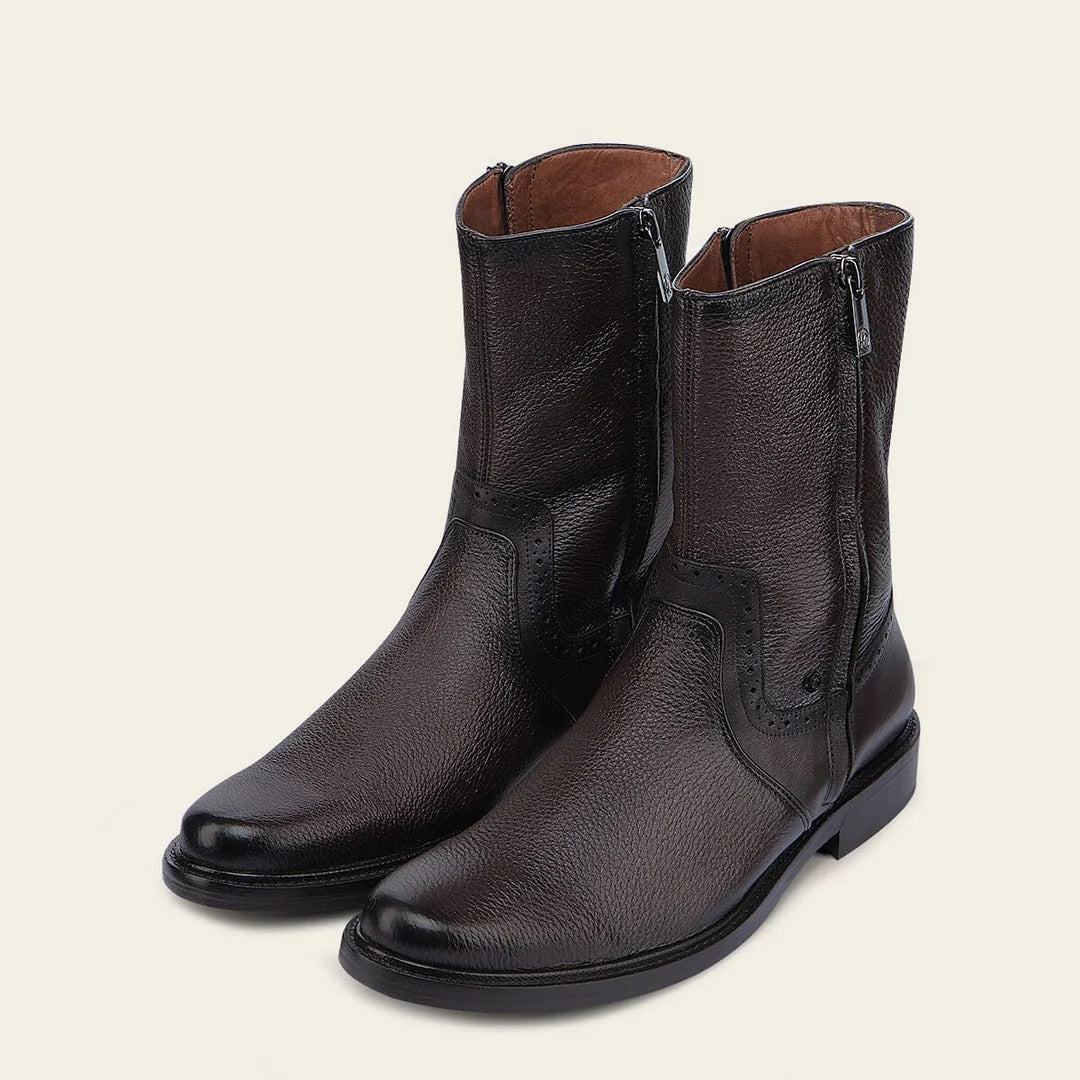 G03VNTS - Franco Cuadra chocolate casual leather zip ankle boots for men