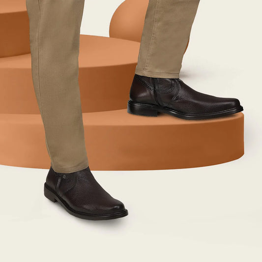 G03VNTS - Franco Cuadra chocolate leather zip boots for men