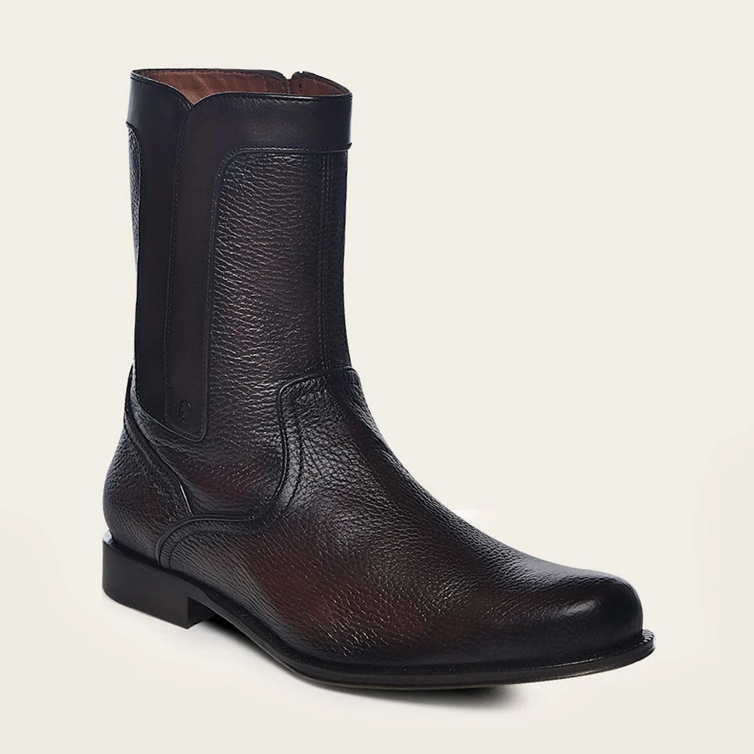 G45VNTS - Franco Cuadra Men's Brown Deer Leather Mid-Calf Zip Boots