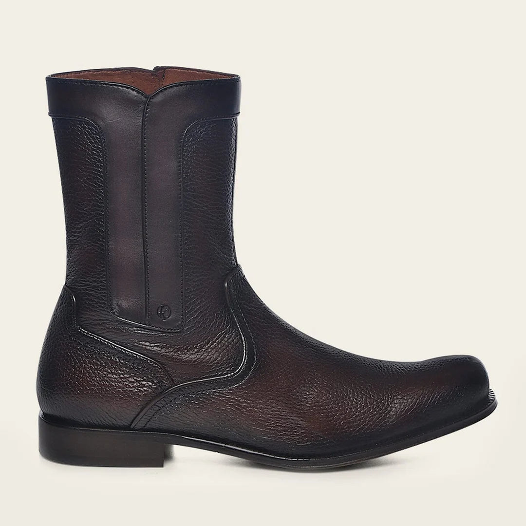 G45VNTS - Franco Cuadra Men's Brown Deer Leather Mid-Calf Zip Boots