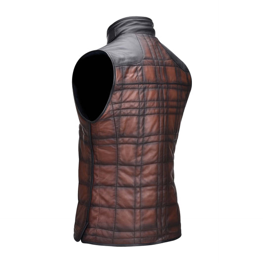 H256COB - Cuadra brown casual fashion lambskin leather reversible vest for men-Kuet.us