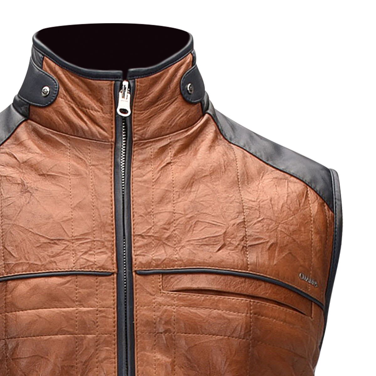 H278BOC - Cuadra brown casual fashion sheepskin leather reversible vest for men-Kuet.us