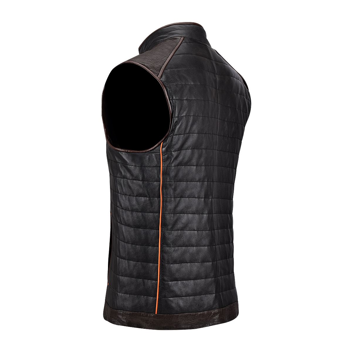 H294BOC - Cuadra black casual fashion racer sheepskin leather vest for men-Kuet.us