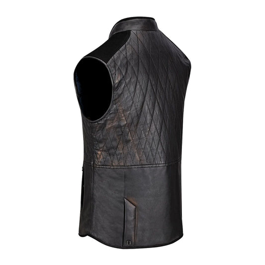 H302BOB- Cuadra black casual fashion reversible lambskin leather vest for men-Kuet.us