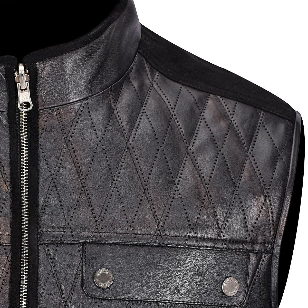 H302BOB- Cuadra black casual fashion reversible lambskin leather vest for men-Kuet.us