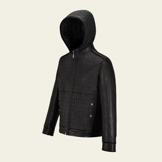 H310BOA - Cuadra Black Dress Casual Fashion Leather Jacket for Men