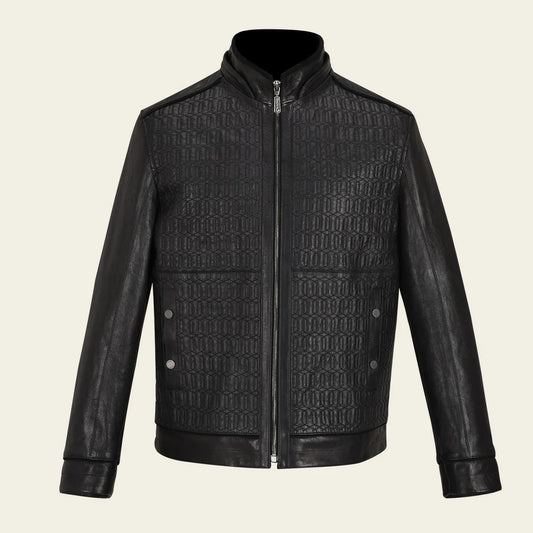 H310BOA - Cuadra black dress casual fashion leather jacket for men