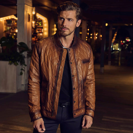 H317COC - Cuadra Honey Dress Casual Fashion Leather Jacket for Men