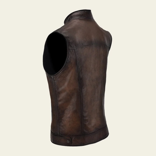 H344COC - Cuadra Chocolate Casual Fashion Leather Vest for Men