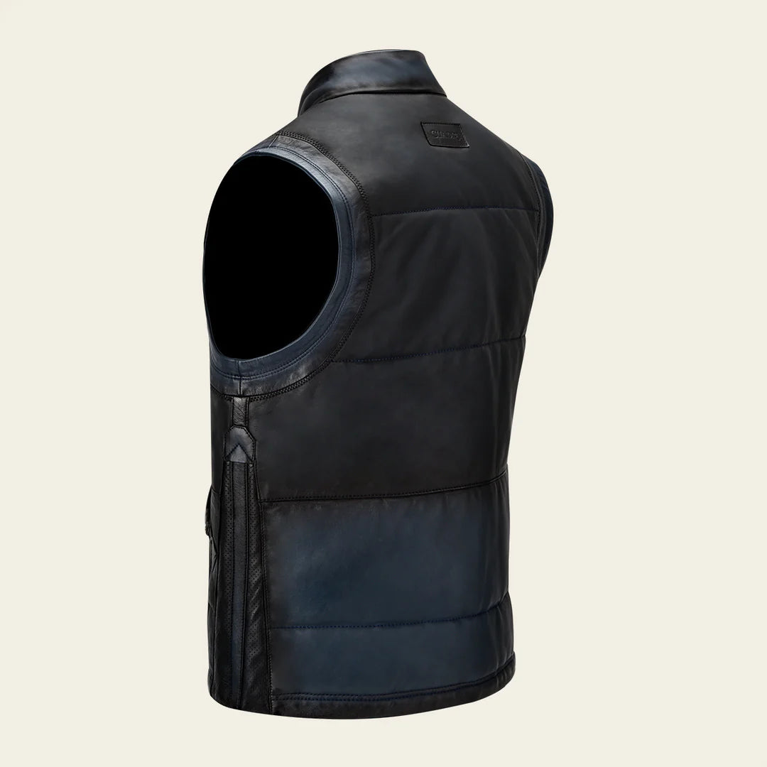 H353BOB - Cuadra blue casual leather vest for men