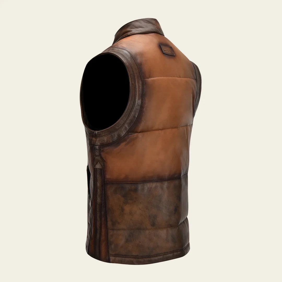 H353COC - Cuadra honey casual leather vest for men