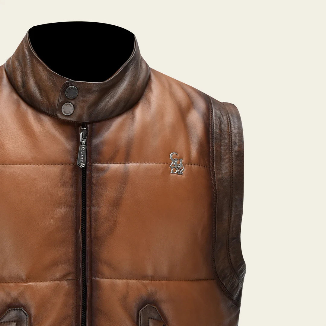 H353COC - Cuadra honey casual leather vest for men