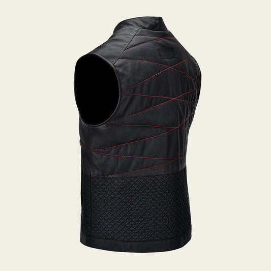 H354BOB- Cuadra black lambskin vest shirt for men