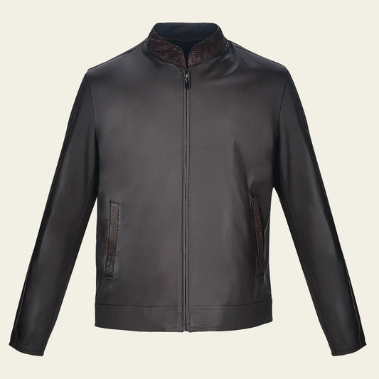 H360PHB - Cuadra Chocolate Dress Casual Aviator Python Leather Jacket