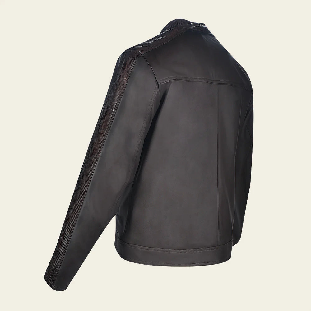 H360PHB - Cuadra Chocolate Dress Casual Aviator Python Leather Jacket