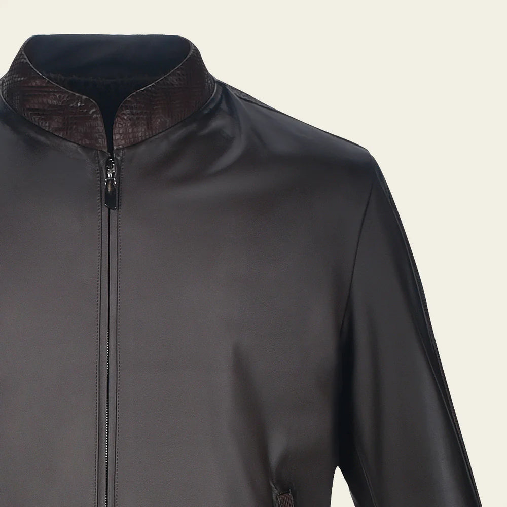 H360PHB - Cuadra chocolate dress casual aviator python leather jacket for men