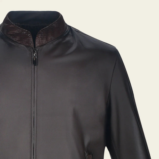 H360PHB - Cuadra chocolate dress casual aviator python leather jacket for men