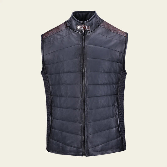 H362PHB - Cuadra oxford casual python leather vest for men