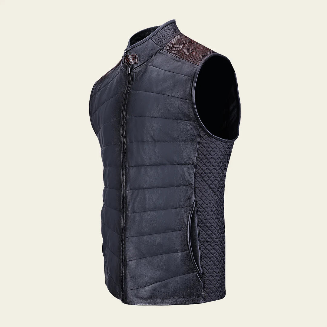 H362PHB - Cuadra oxford casual python leather vest for men