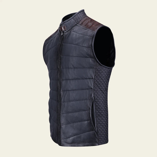 H362PHB - Cuadra oxford casual python leather vest for men