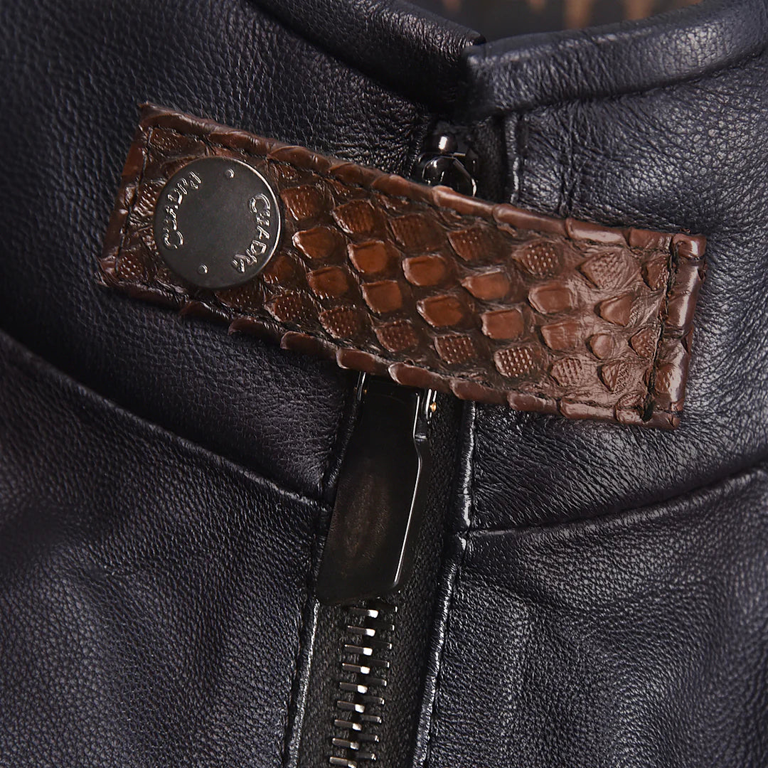 H362PHB - Cuadra oxford casual python leather vest for men