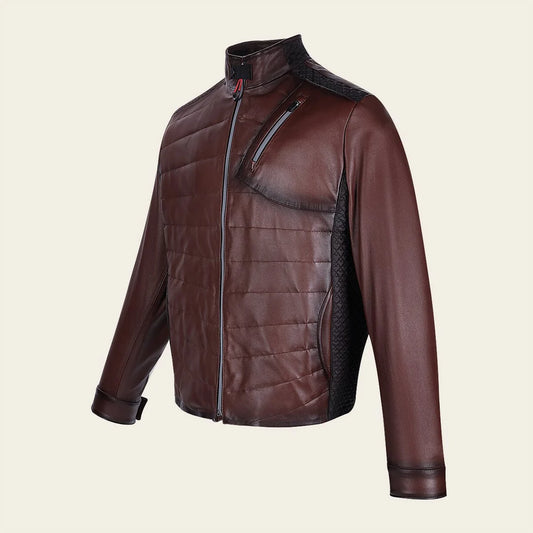H364COC - Cuadra brown dress casual fashion aviator leather jacket for men