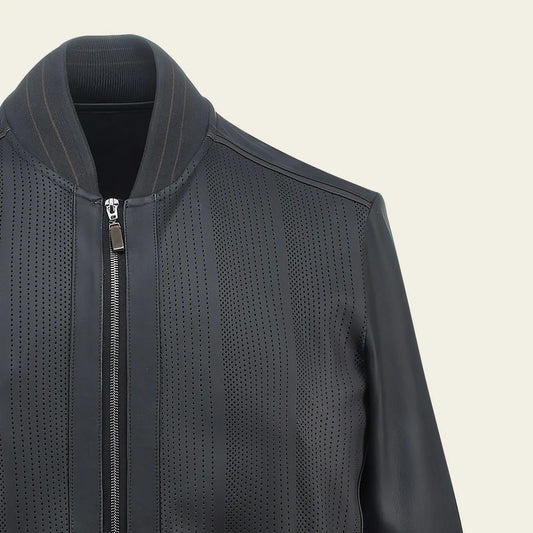 H372BOB - Cuadra black casual fashion lambskin jacket for men