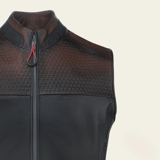 H378COB - Cuadra Brown casual fashion lambskin leather vest for men