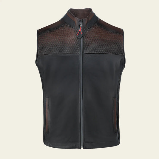 H378COB - Cuadra Brown casual fashion lambskin leather vest for men