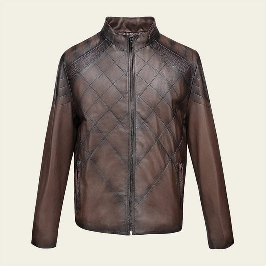 H386BOB - Cuadra brown casual fashion lambskin jacket for men