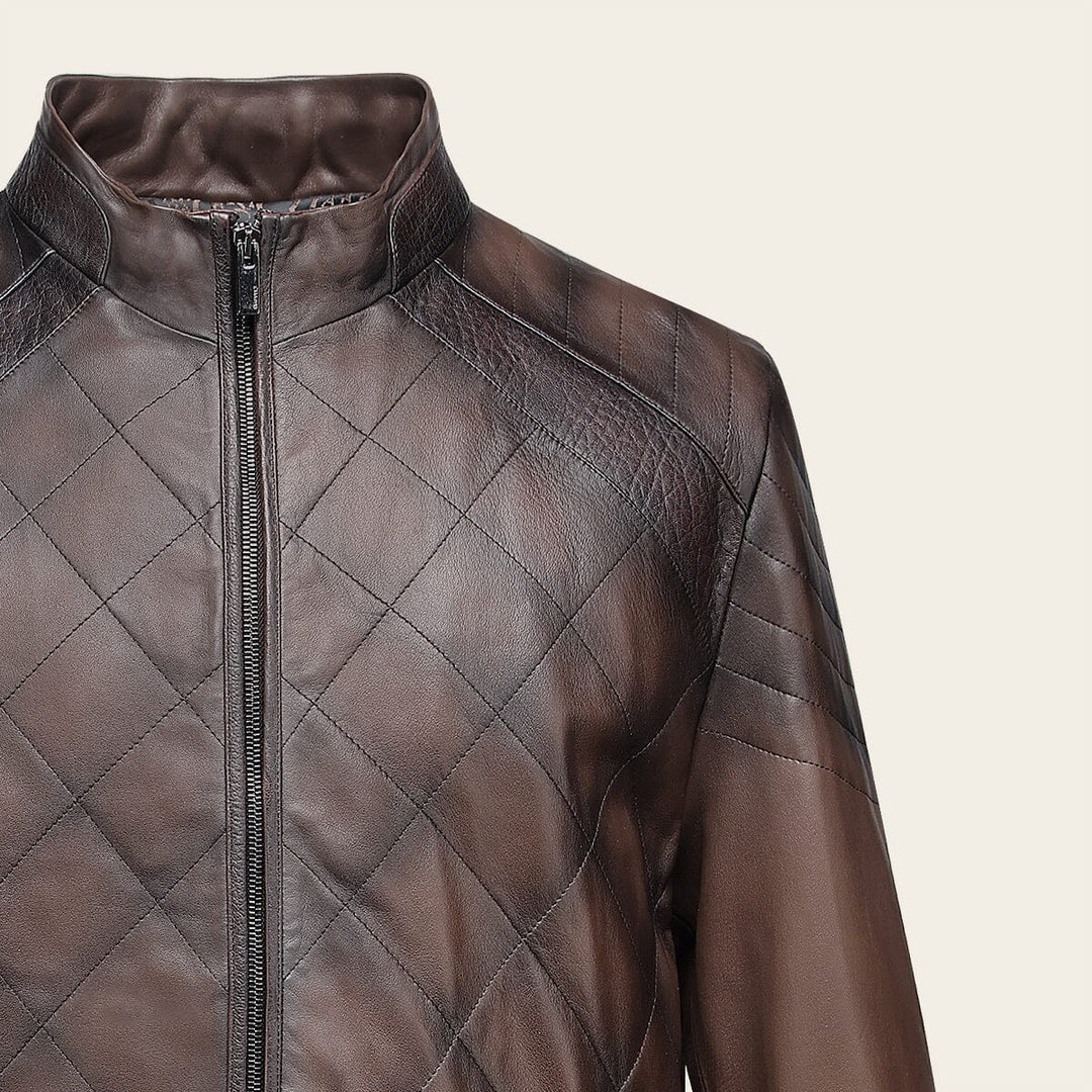 H386BOB - Cuadra brown casual fashion lambskin jacket for men